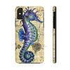 Blue Seahorse Vintage Map Beige Watercolor Art Case Mate Tough Phone Cases Iphone X