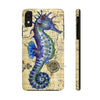 Blue Seahorse Vintage Map Beige Watercolor Art Case Mate Tough Phone Cases Iphone Xr
