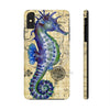 Blue Seahorse Vintage Map Beige Watercolor Art Case Mate Tough Phone Cases Iphone Xs Max