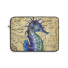 Blue Seahorse Vintage Map Beige Watercolor Art Laptop Sleeve 13