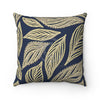 Blue Tan Leaves Pattern Square Pillow Home Decor