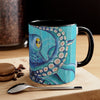 Blue Teal Kraken Octopus Ink Art Accent Coffee Mug 11Oz