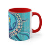 Blue Teal Kraken Octopus Ink Art Accent Coffee Mug 11Oz