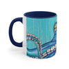 Blue Teal Kraken Octopus Ink Art Accent Coffee Mug 11Oz