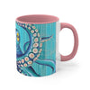 Blue Teal Kraken Octopus Ink Art Accent Coffee Mug 11Oz