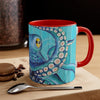 Blue Teal Kraken Octopus Ink Art Accent Coffee Mug 11Oz