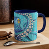 Blue Teal Kraken Octopus Ink Art Accent Coffee Mug 11Oz