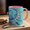 Blue Teal Kraken Octopus Ink Art Accent Coffee Mug 11Oz