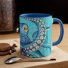 Blue Teal Kraken Octopus Ink Art Accent Coffee Mug 11Oz