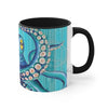 Blue Teal Kraken Octopus Ink Art Accent Coffee Mug 11Oz Black /