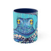 Blue Teal Kraken Octopus Ink Art Accent Coffee Mug 11Oz Navy /