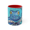 Blue Teal Kraken Octopus Ink Art Accent Coffee Mug 11Oz Red /