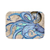 Blue Teal Octopus Compass Nautical Map Ink Art Bath Mat 24 × 17 Home Decor