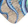 Blue Teal Octopus Compass Nautical Map Ink Art Bath Mat Home Decor