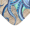 Blue Teal Octopus Compass Nautical Map Ink Art Bath Mat Home Decor