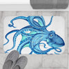 Blue Teal Octopus Tentacles Ink Art Bath Mat Home Decor