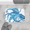 Blue Teal Octopus Tentacles Ink Art Bath Mat Home Decor