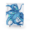 Blue Teal Octopus Tentacles Ink Art Shower Curtain 71 × 74 Home Decor