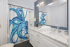 Blue Teal Octopus Tentacles Ink Art Shower Curtain Home Decor