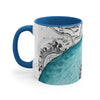 Blue Teal Octopus Vintage Map On White Art Accent Coffee Mug 11Oz