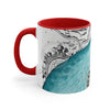 Blue Teal Octopus Vintage Map On White Art Accent Coffee Mug 11Oz