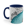 Blue Teal Octopus Vintage Map On White Art Accent Coffee Mug 11Oz