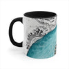 Blue Teal Octopus Vintage Map On White Art Accent Coffee Mug 11Oz