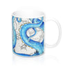Blue Tentacles Map Nautical Watercolor Art Mug 11Oz