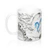 Blue Tentacles Map Nautical Watercolor Art Mug 11Oz