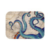 Blue Tentacles Octopus Beige Map Nautical Ink Art Bath Mat 24 × 17 Home Decor