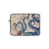Blue Tentacles Octopus Beige Map Nautical Ink Art Laptop Sleeve 12