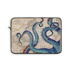 Blue Tentacles Octopus Beige Map Nautical Ink Art Laptop Sleeve 13