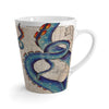 Blue Tentacles Octopus Beige Map Nautical Ink Art Latte Mug 12Oz Mug