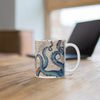 Blue Tentacles Octopus Beige Map Nautical Ink Art Mug 11Oz