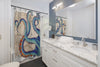 Blue Tentacles Octopus Beige Map Shower Curtain Home Decor