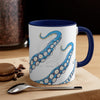 Blue Tentacles Octopus Ink On White Art Accent Coffee Mug 11Oz