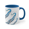 Blue Tentacles Octopus Ink On White Art Accent Coffee Mug 11Oz