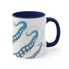 Blue Tentacles Octopus Ink On White Art Accent Coffee Mug 11Oz