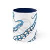 Blue Tentacles Octopus Ink On White Art Accent Coffee Mug 11Oz Navy /