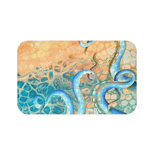 Blue Tentacles Octopus Kraken Abstract Ink Art Bath Mat 34 × 21 Home Decor