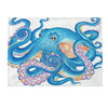Blue Tentacles Octopus On White Watercolor Art Velveteen Plush Blanket 30 × 40 All Over Prints