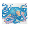 Blue Tentacles Octopus On White Watercolor Art Velveteen Plush Blanket 50 × 60 All Over Prints