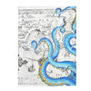 Blue Tentacles Octopus Vintage Map Art Velveteen Plush Blanket 30 × 40 All Over Prints