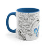 Blue Tentacles Octopus Vintage Map On White Art Accent Coffee Mug 11Oz