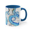 Blue Tentacles Octopus Vintage Map On White Art Accent Coffee Mug 11Oz /
