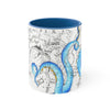 Blue Tentacles Octopus Vintage Map On White Art Accent Coffee Mug 11Oz