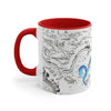 Blue Tentacles Octopus Vintage Map On White Art Accent Coffee Mug 11Oz