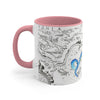 Blue Tentacles Octopus Vintage Map On White Art Accent Coffee Mug 11Oz