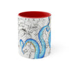 Blue Tentacles Octopus Vintage Map On White Art Accent Coffee Mug 11Oz Red /