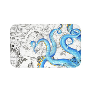 Blue Tentacles Vintage Map Bath Mat Large 34X21 Home Decor